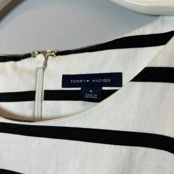 Tommy Hilfiger Women's Blue and White Striped Sleeveless Shift Dress - Picture 2 of 8